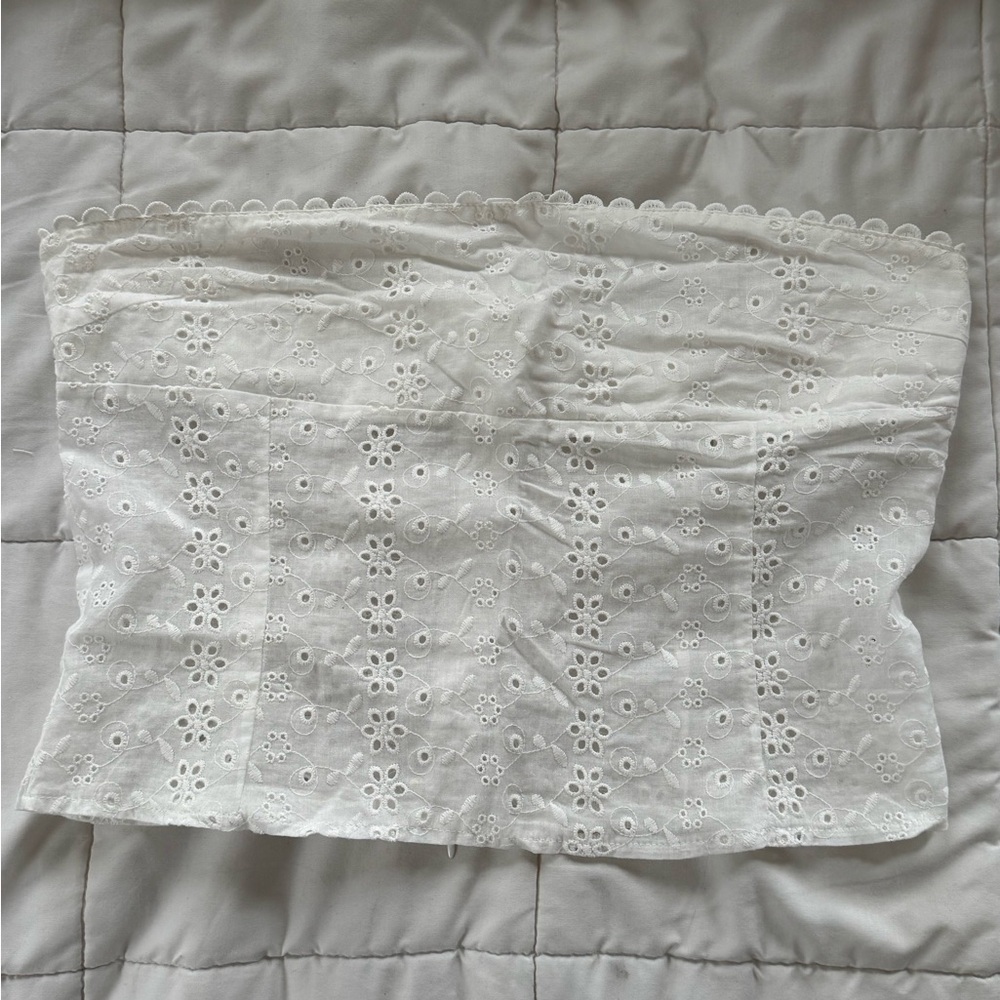 White Eyelet Lace Tube Top